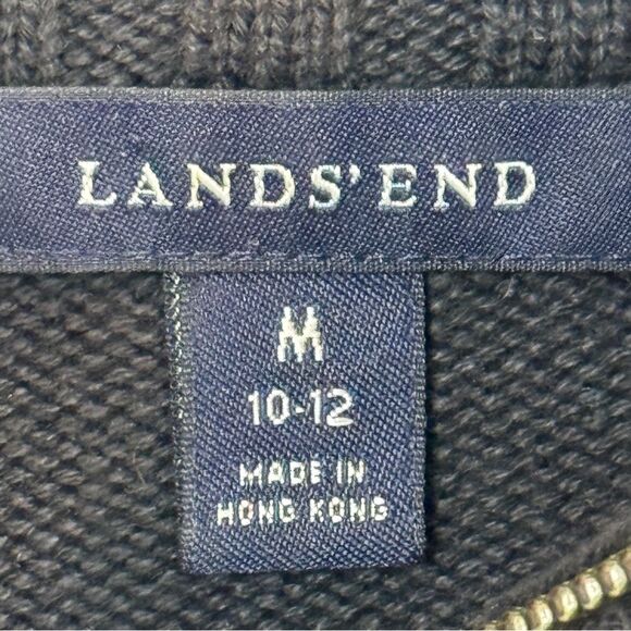 L.L. Bean Black Grey Fair Isle Quarter Zip Pullover Sweater M - Picture 3 of 8